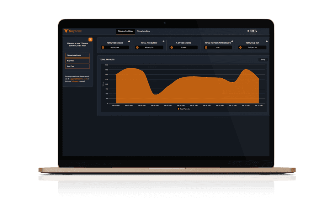 TIOprime - Access secure data relating to the pool payouts